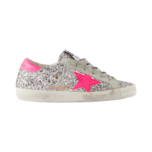 Golden Goose Superstar Glittered Distressed Leather And Suede Sneakers - Silver