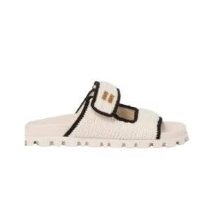 Miu Miu - Crochet Knit Ivory / Black Sandals