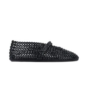 Alaïa Suede Glass-Embellished Ballet Black